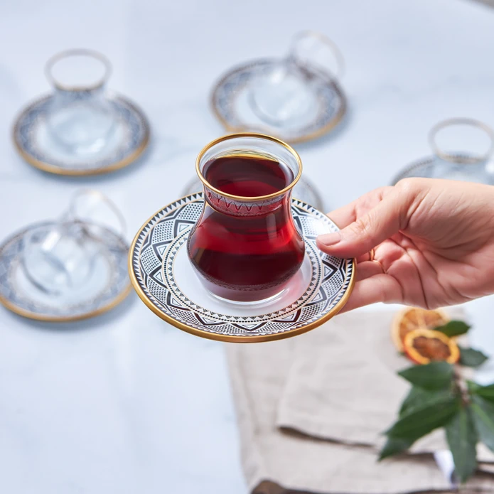 منتج تركي: كلوبال طقم كاسات شاي تركية ٦ اشخاص